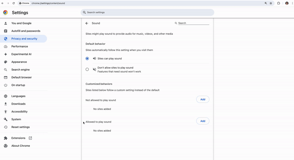 Allowing Sound via Chrome