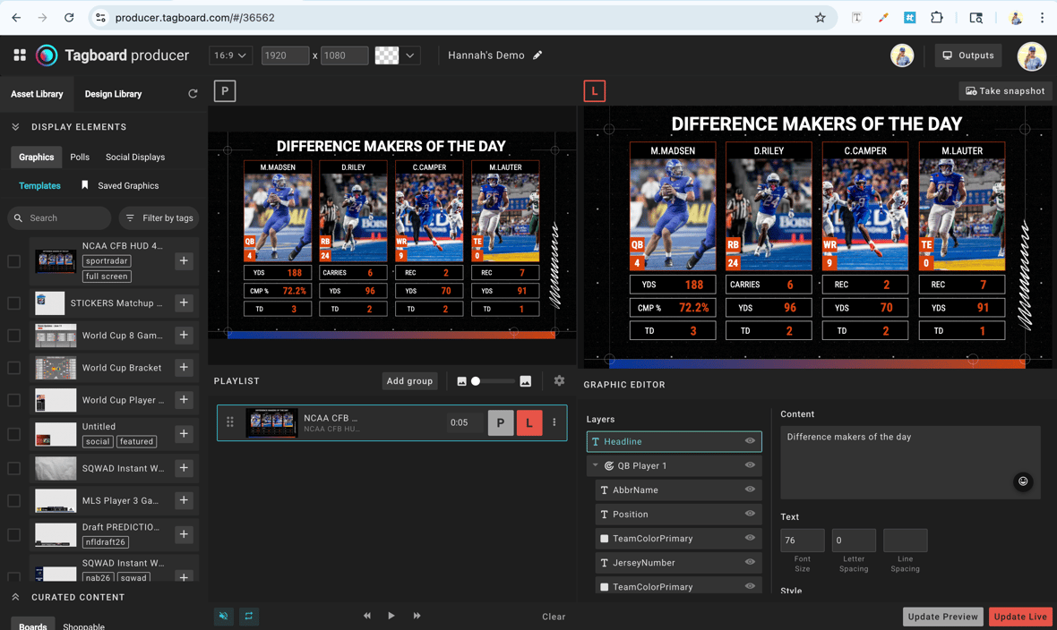 Live Graphics Examples Design & Go Live with a Graphic