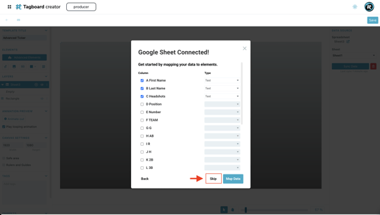 Skip Data Mapping - Advanced Ticker